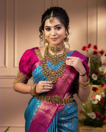 Banarasi Silk Saree in Soft Finish – Copper Zari Highlights & Classic Jacquard Weave