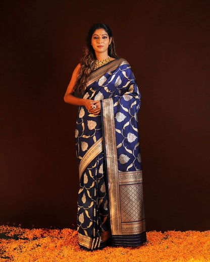 Traditional Banarasi Soft Silk Saree with Gold Zari Work