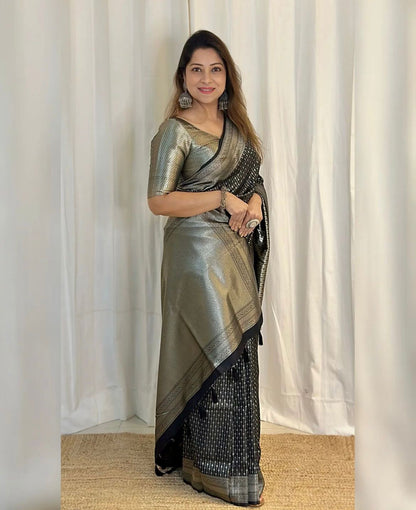 Banarasi Soft Silk Saree with Elegant Lustrous Finish Copper Zari Weaving