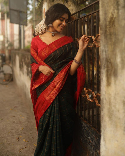 Banarasi Soft Silk Saree with Copper Zari & Brocade Detailing