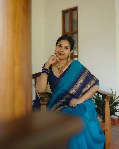 Elegant Banarasi Soft Silk Saree with Gold Zari Weaving