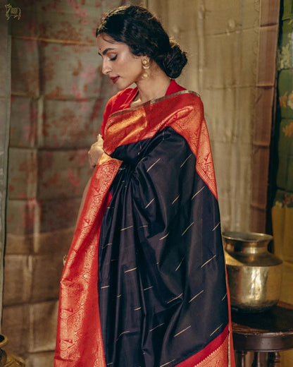 Timeless Banarasi Soft Silk Saree with Gold Zari Weaving