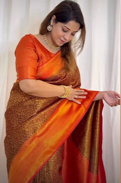 Shine on Your Special Day – Shakuntala Banarasi Soft Silk Saree with Gold Weaving