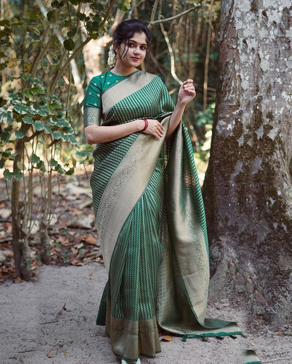 Banarasi Soft Silk Kanjivaram Saree with Elegant Border Design
