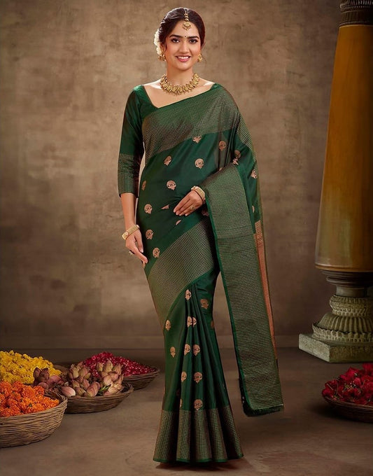 Banarasi Soft Silk Saree with Gold Zari Weaving & Heavy Brocade Work – Premium Quality
