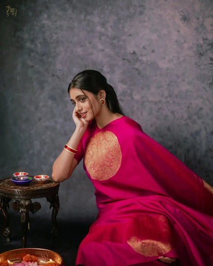 Banarasi Soft Silk Saree with Gold & Silver Zari Weaving – Elegant Heritage Design