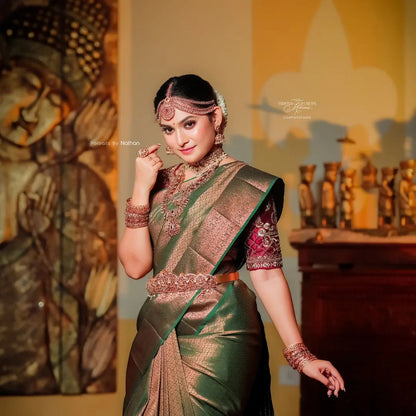 Banarasi Soft Silk Saree – Embellished with Traditional Copper Zari Motifs