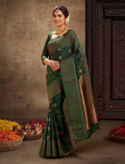 Banarasi Soft Silk Saree with Gold Zari Weaving & Heavy Brocade Work – Premium Quality