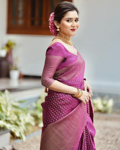 Banarasi Soft Silk Saree – Printed Elegance with Copper Zari Weaving
