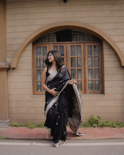 Banarasi Soft Silk Saree – Subtle Sophistication with Silver Zari