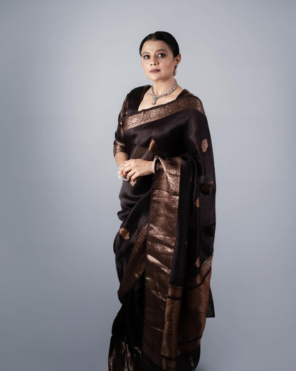 Banarasi Soft Silk Saree with Heavy Brocade & Copper Zari Weaving – Trusted Craftsmanship