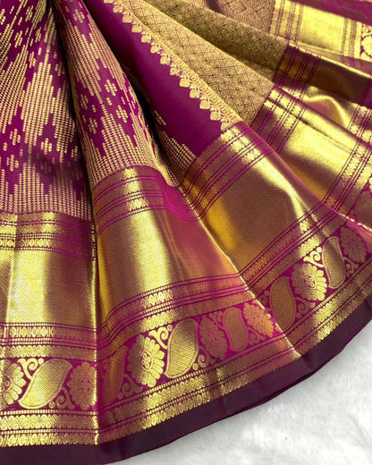 Magenta Pink & Maroon – Banarasi Soft Silk Saree with Rich Gold Zari Weaving