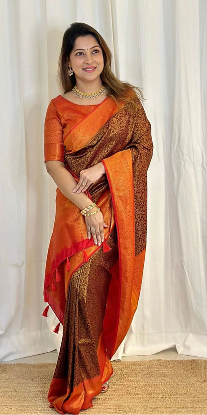 Shine on Your Special Day – Shakuntala Banarasi Soft Silk Saree with Gold Weaving