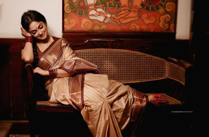 Elegant Banarasi Soft Silk Saree with Gold Brocade Work