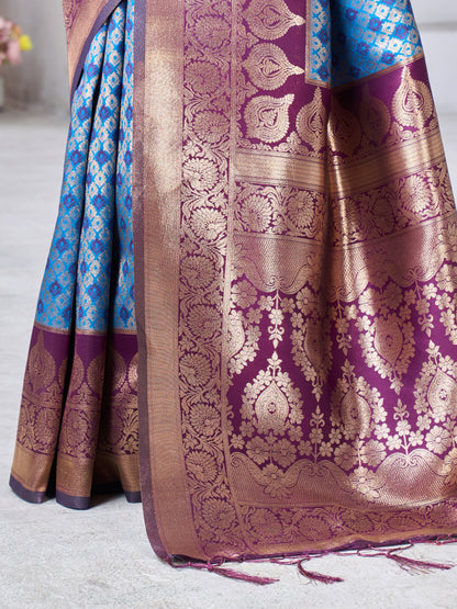 Elegant Banarasi Soft Silk Saree with Gold Zari Weaving