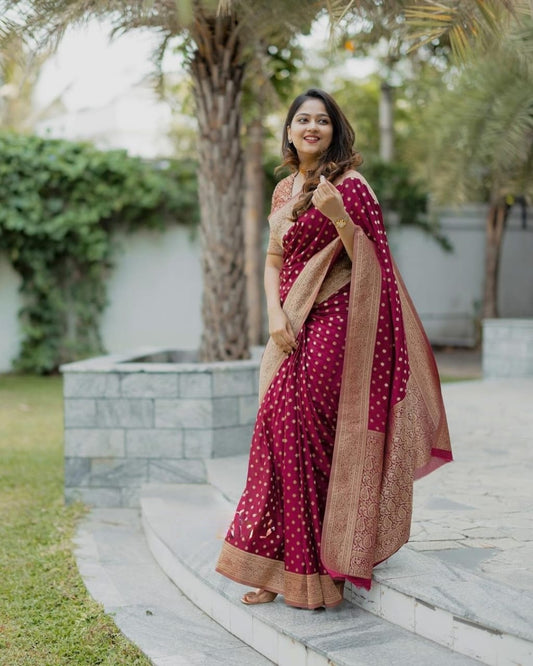 Premium Banarasi Soft Silk Saree with Exquisite Gold Zari & Heavy Brocade Detailing