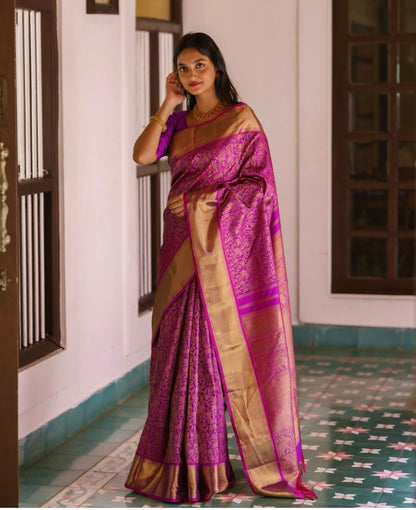 Banarasi Soft Silk Saree with Heavy Brocade & Gold Zari – 100% Original Premium Quality
