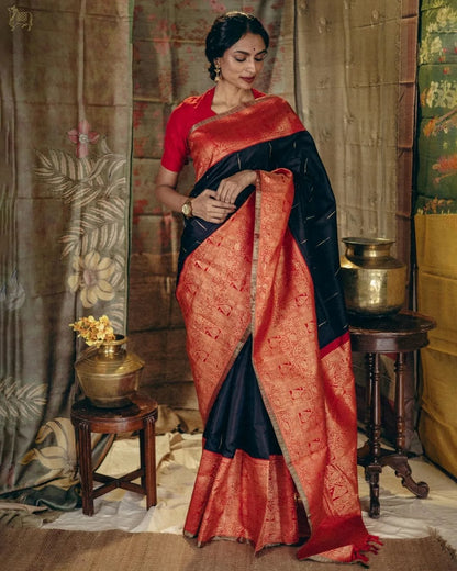 Timeless Banarasi Soft Silk Saree with Gold Zari Weaving