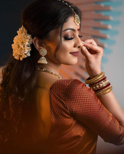Banarasi Soft Silk Saree with Copper Zari – Sustainable Elegance in Every Drape