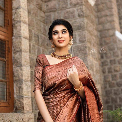 Traditional Grace in Copper – Banarasi Silk Saree