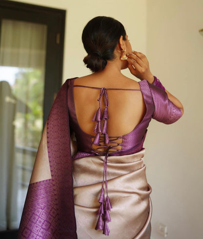 Grace in Every Thread – Banarasi Soft Silk Saree with Pink Zari Work