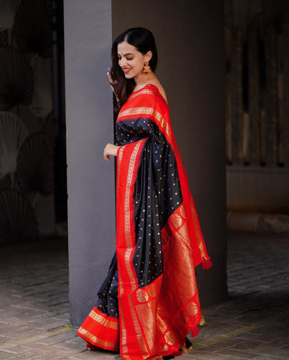 Artisanal Banarasi Silk Saree with Gold Zari Weaving