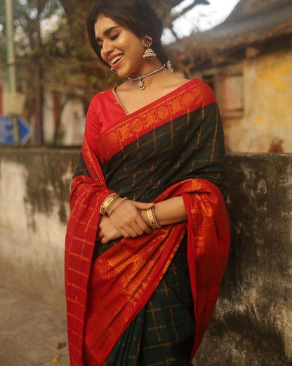 Banarasi Soft Silk Saree with Copper Zari & Brocade Detailing