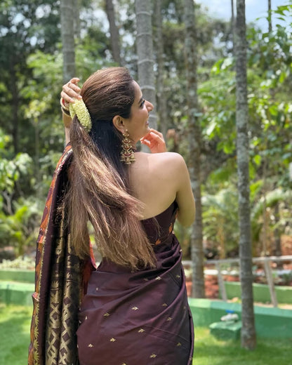 Elegant Banarasi Soft Silk Saree with Gold & Silver Zari Weaving