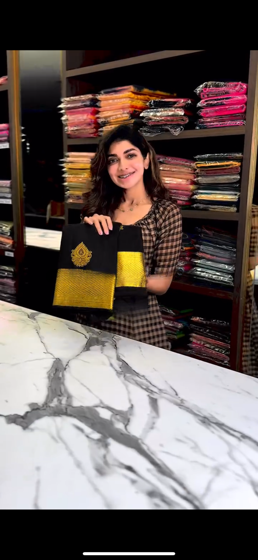 Elegant Banarasi Soft Silk Saree with Timeless Minimal Design