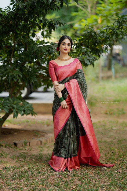 Copper Zari Woven Banarasi Soft Silk Saree – A Masterpiece of Indian Weaving