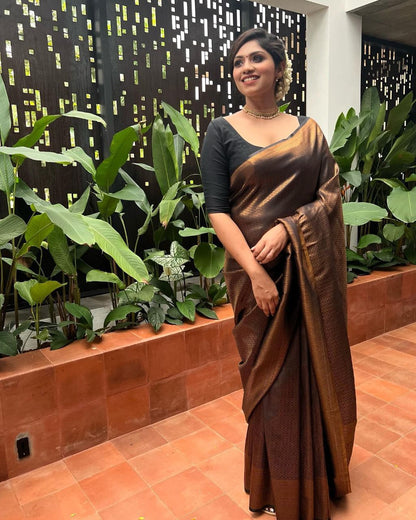 Minimalist Banarasi Soft Silk Saree – Eco-Friendly Elegance