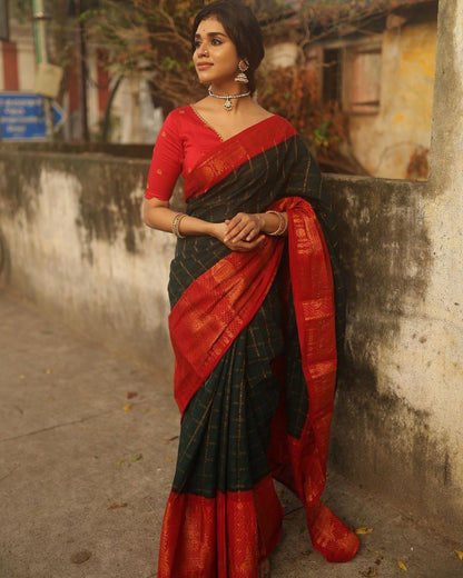 Banarasi Soft Silk Saree with Copper Zari & Brocade Detailing