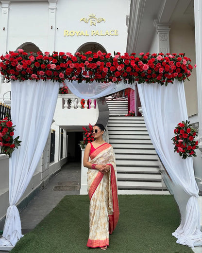 Modern Minimalist Banarasi Saree – Pure Elegance in Soft Silk