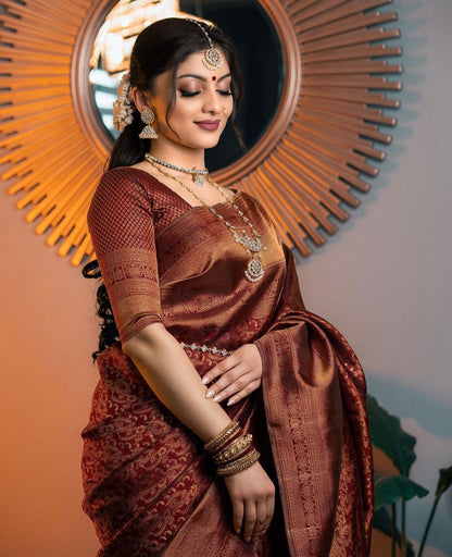 Banarasi Soft Silk Saree with Copper Zari – Sustainable Elegance in Every Drape