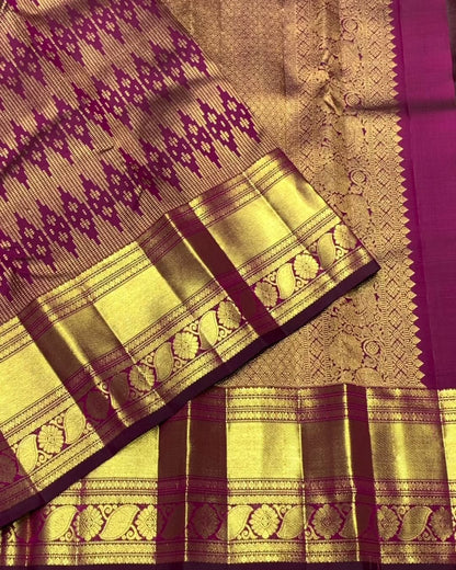 Magenta Pink & Maroon – Banarasi Soft Silk Saree with Rich Gold Zari Weaving