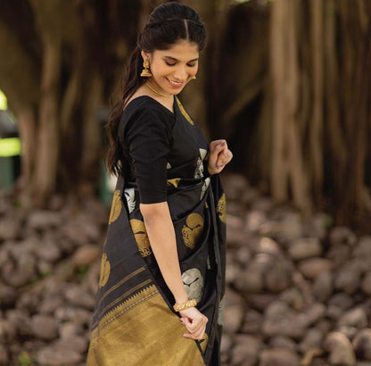 Banarasi Soft Silk Saree in Elegant Minimal Design
