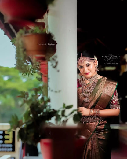 Banarasi Soft Silk Saree – Embellished with Traditional Copper Zari Motifs