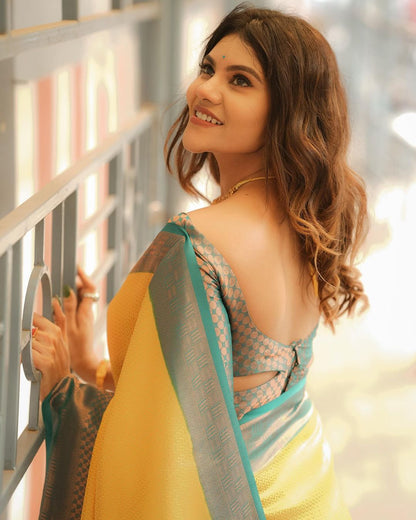 Timeless Brocade Charm – Banarasi Soft Silk Saree with Gold Zari Weaving