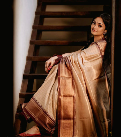 Elegant Banarasi Soft Silk Saree with Gold Brocade Work