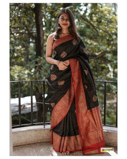 Elegant Banarasi Soft Silk Saree with Copper Zari Weaving
