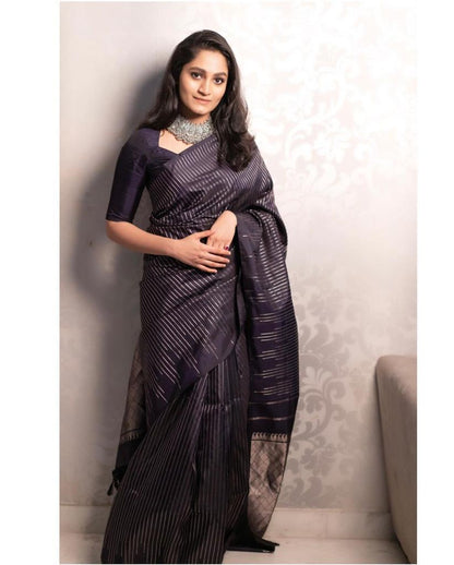 Punch Handcrafted Banarasi Soft Silk Kanjivaram Saree with All-Over Zari Work
