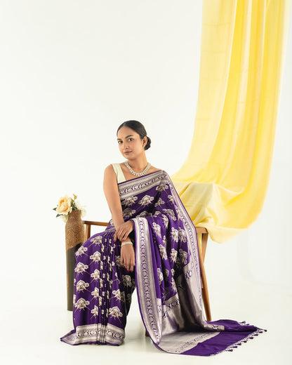 Elegant Banarasi Soft Silk Saree with Gold Zari Weaving