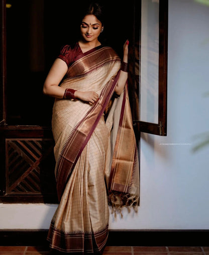 Elegant Banarasi Soft Silk Saree with Gold Brocade Work