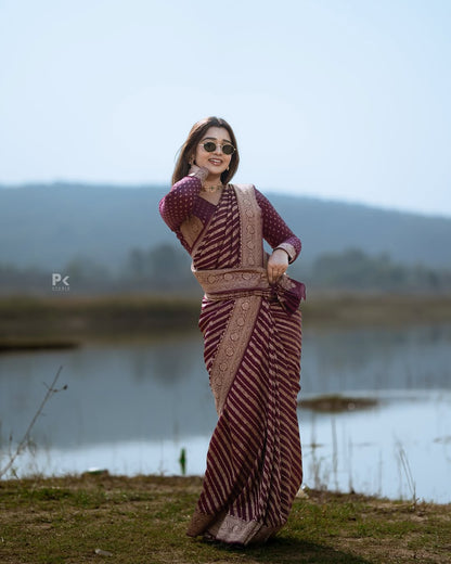 Elegant Banarasi Soft Silk Saree in Stunning Minimal Design