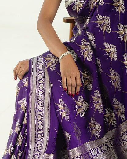 Elegant Banarasi Soft Silk Saree with Gold Zari Weaving