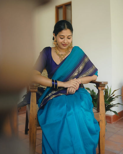 Elegant Banarasi Soft Silk Saree with Gold Zari Weaving
