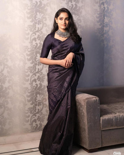 Punch Handcrafted Banarasi Soft Silk Kanjivaram Saree with All-Over Zari Work