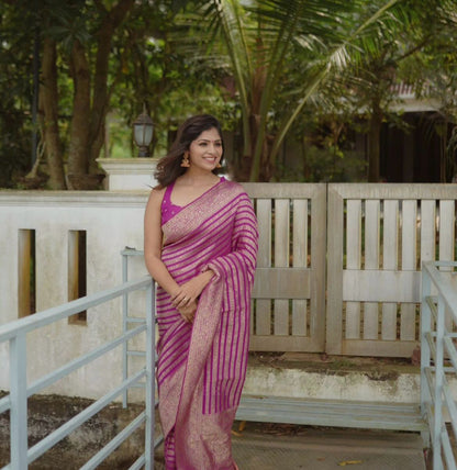 Traditional Kanjivaram Silk Saree with Double Zari Borders – A Regal Heritage Piece
