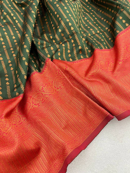 Copper Zari Woven Banarasi Soft Silk Saree – A Masterpiece of Indian Weaving