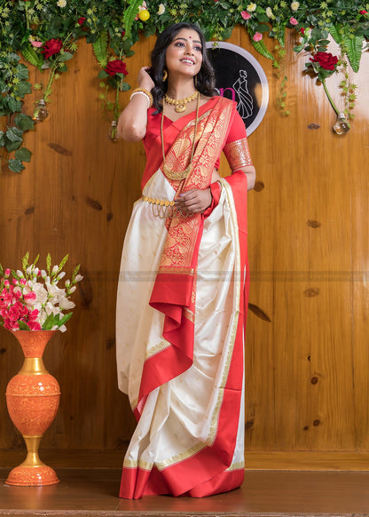 Elegant Banarasi Soft Silk Saree with Heavy Brocade and Gold Zari Work